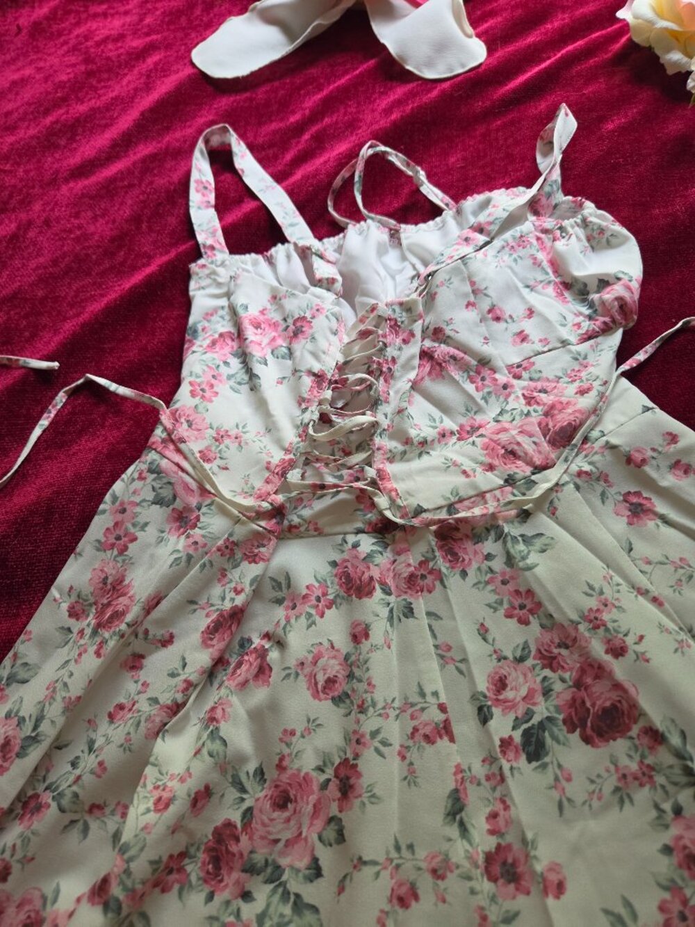 STUNNING FOR THE ROSES CORSET DRESS MAXI SZ S-M - Picture 6 of 7